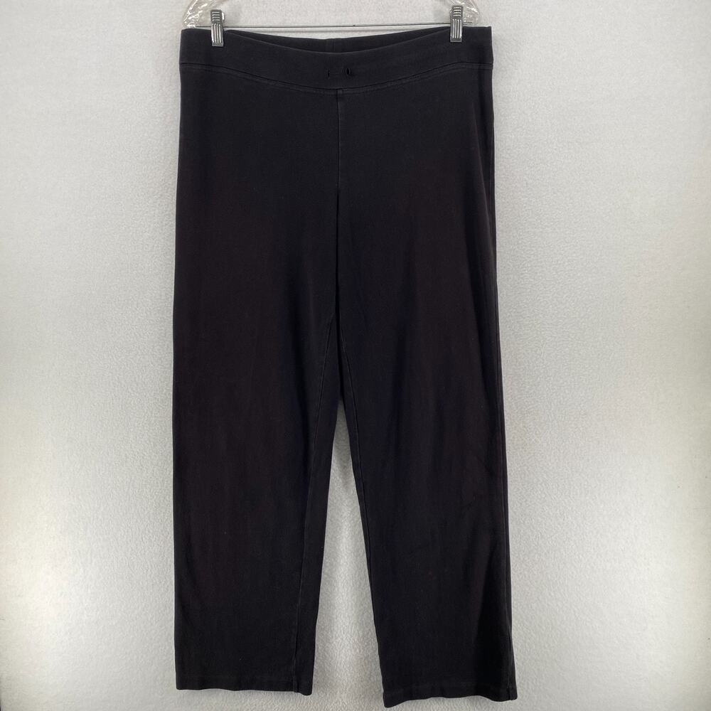 EILEEN FISHER Pants M Heavy Brushed Jersey Cotton Straight Full Length Black